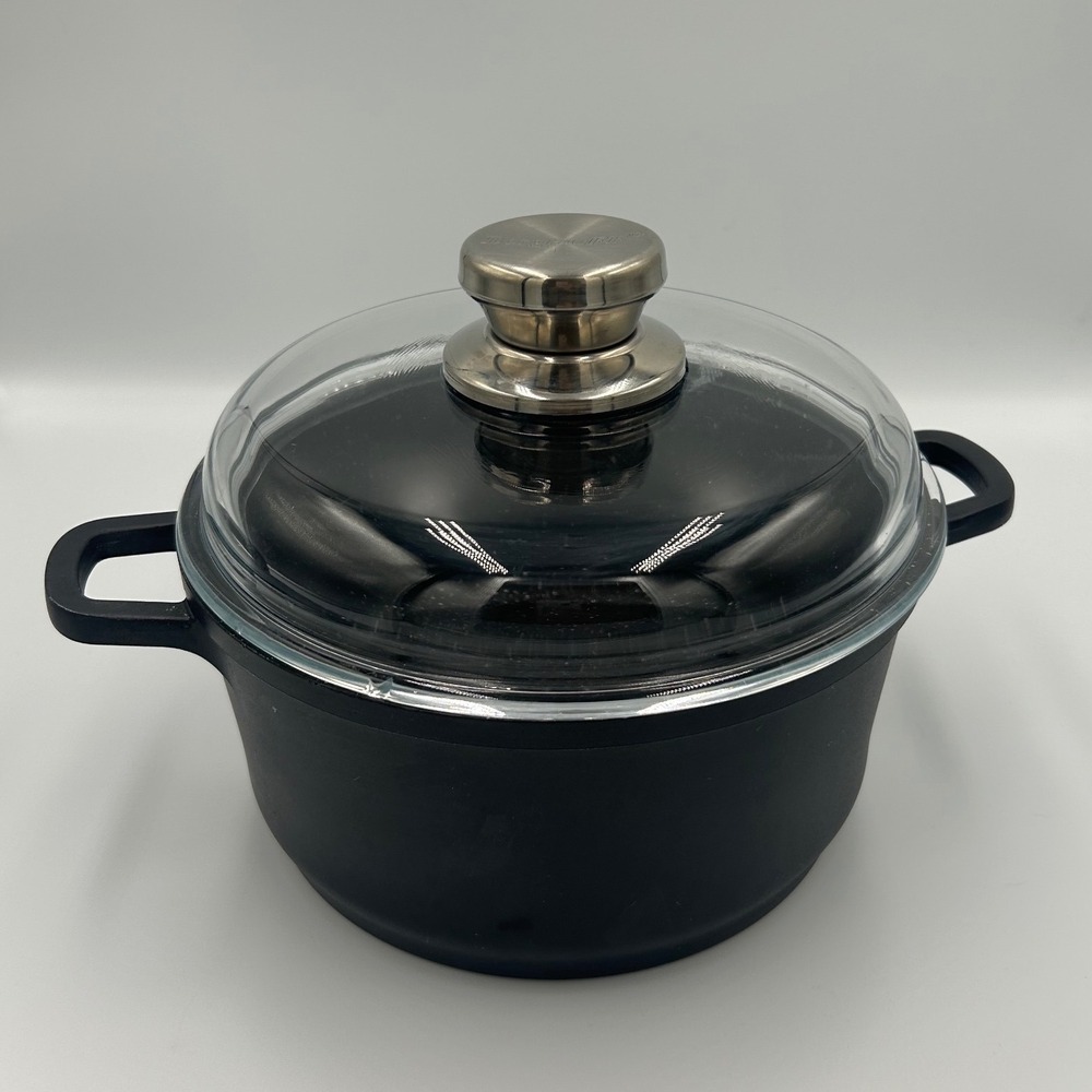 BergHOFF Non-Stick Stockpot with Glass Lid‎ Speckled Black Dutch Oven Casserole